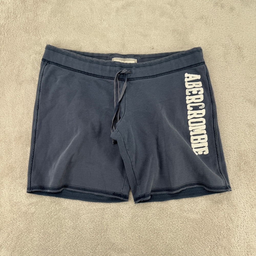Abercrombie & Fitch Womens Sweat Shorts Medium Blue Preowned Logo Drawstring